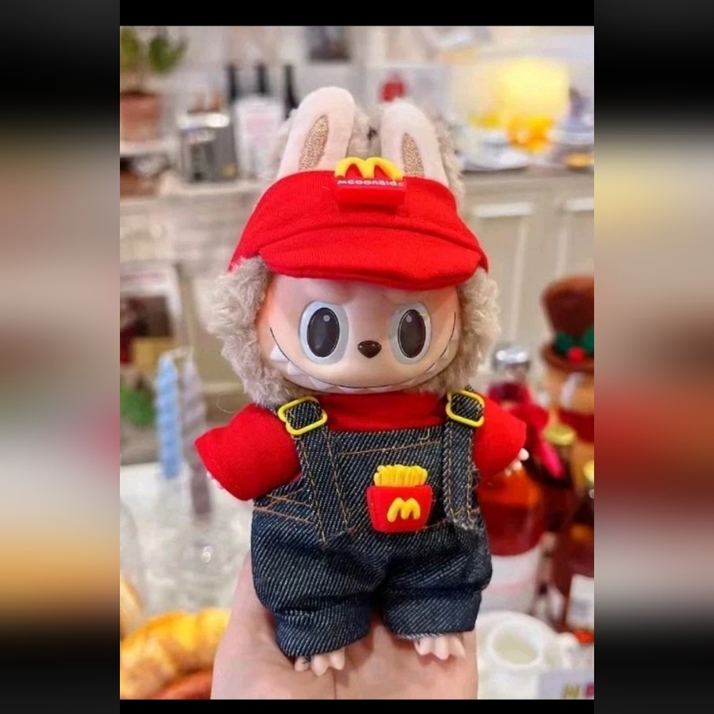 McDonald's Red and Black Kids Hat Set For Labubu Doll